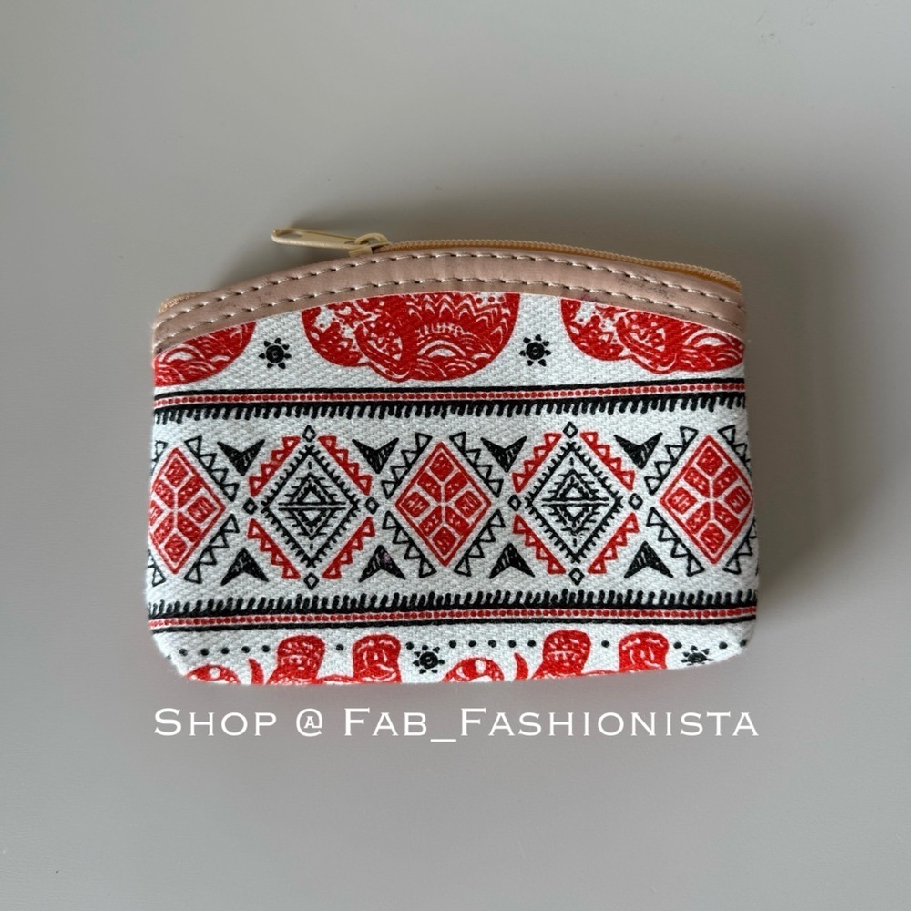 🛍️ Elephant Print Coin Purse - Red and Black